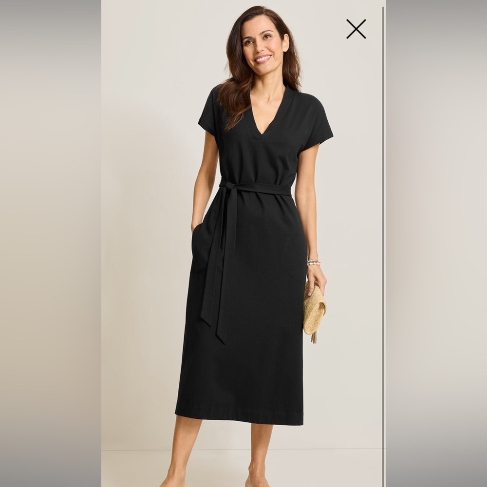 Tommy Bahama Black Cotton Dress with Pockets